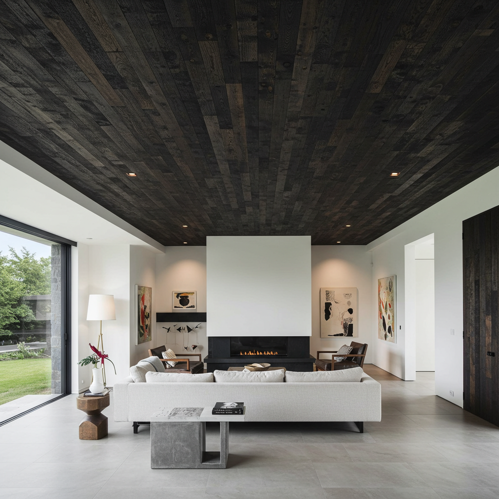 Black_Reclaimed_Hemlock_Ceiling_Paneling_Modern_Living_Room