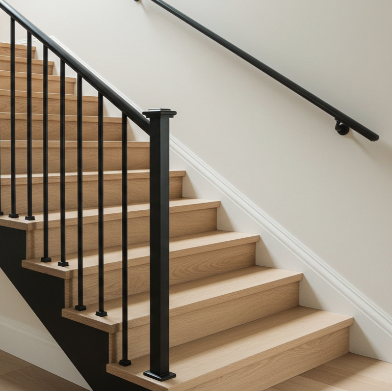 Maple_Stair_Tread_Black_Posts