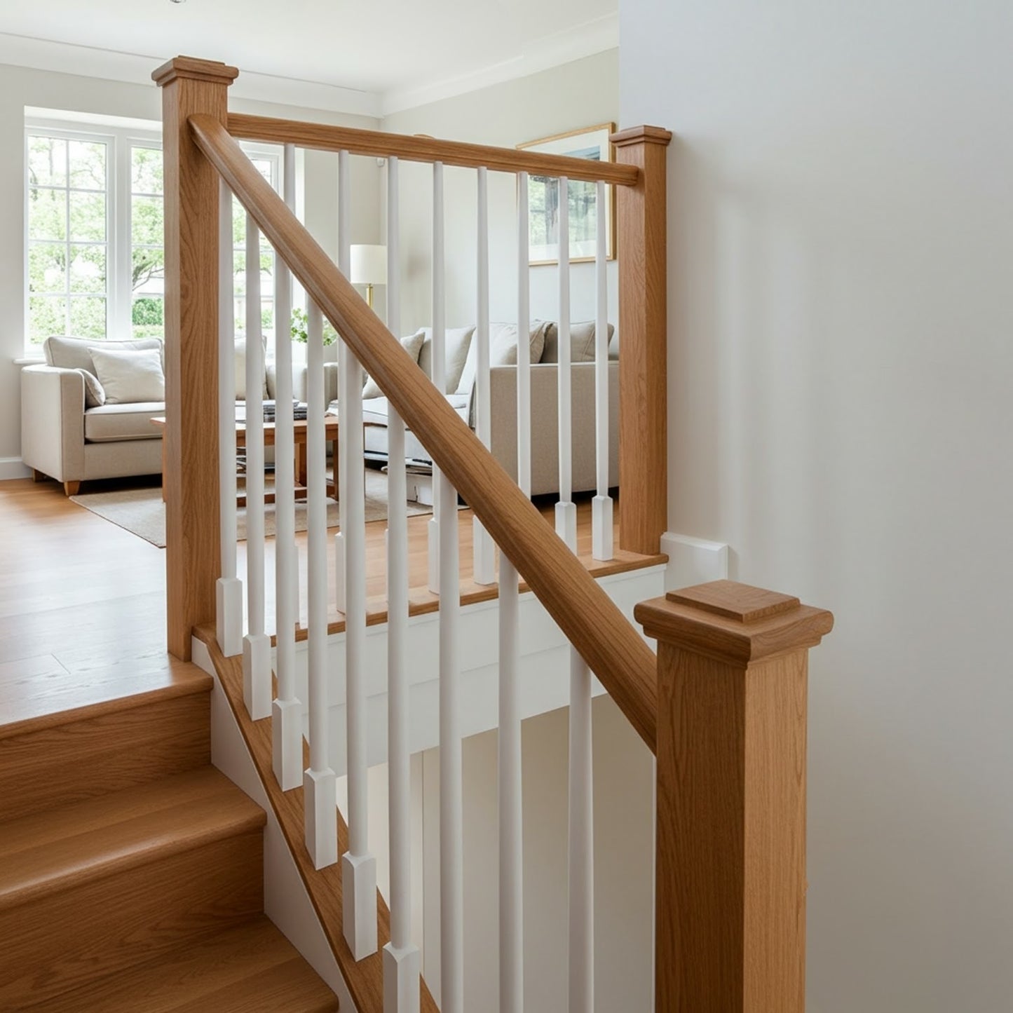 Oak_Hand_Rail_White_Baluster