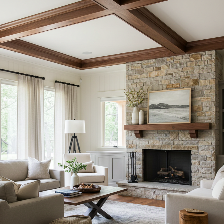 Walnut_Crown_Moulding_Stone_Fireplace