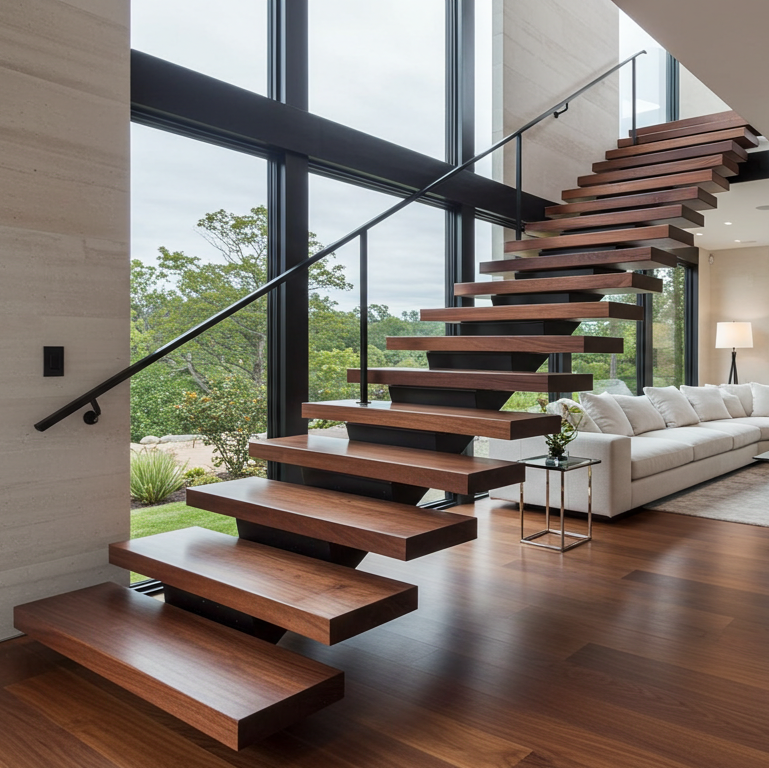 Walnut Floating Stair Tread