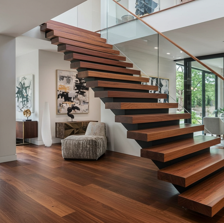 Walnut Floating Stair Tread