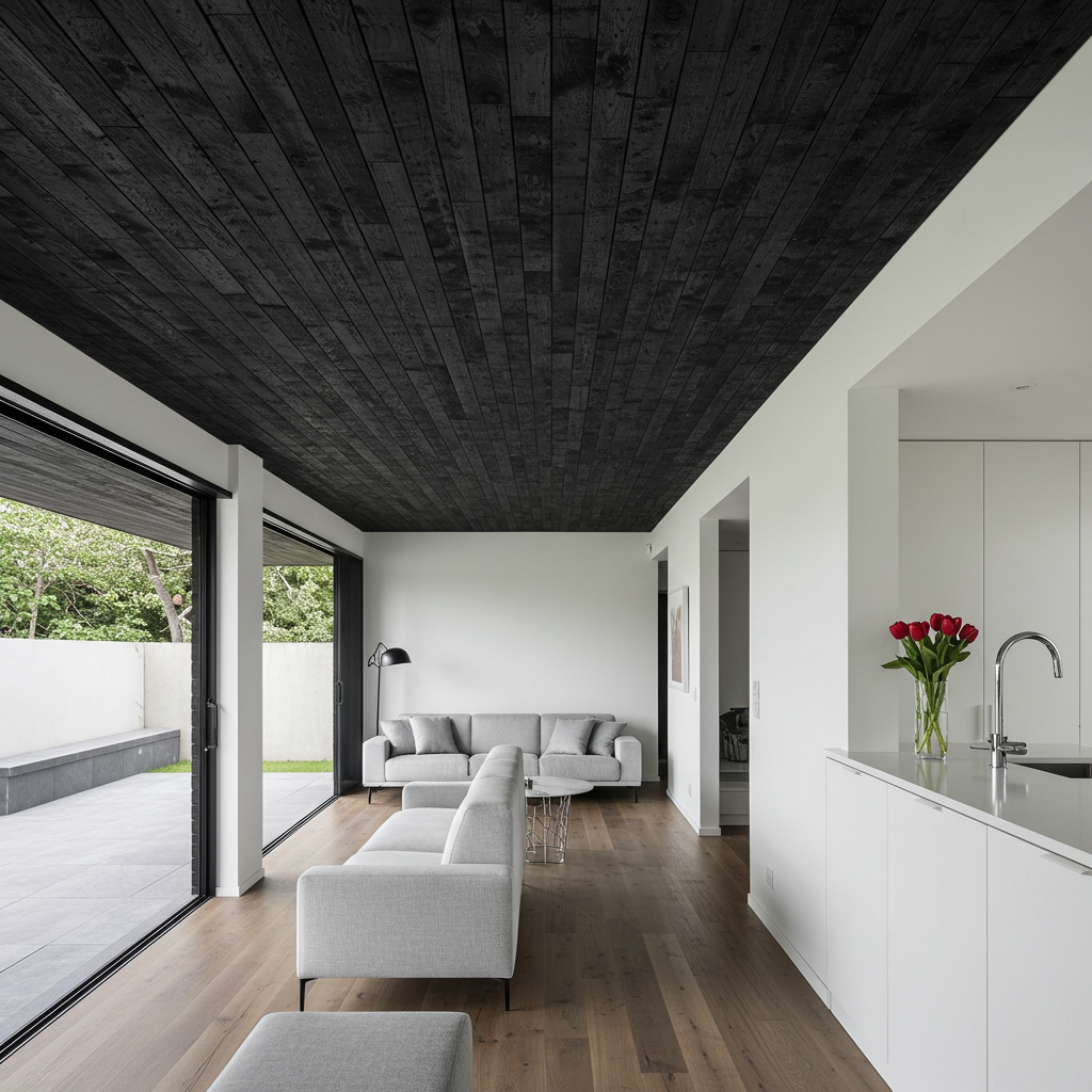 The Bradford Black Reclaimed Hemlock Ceiling Paneling