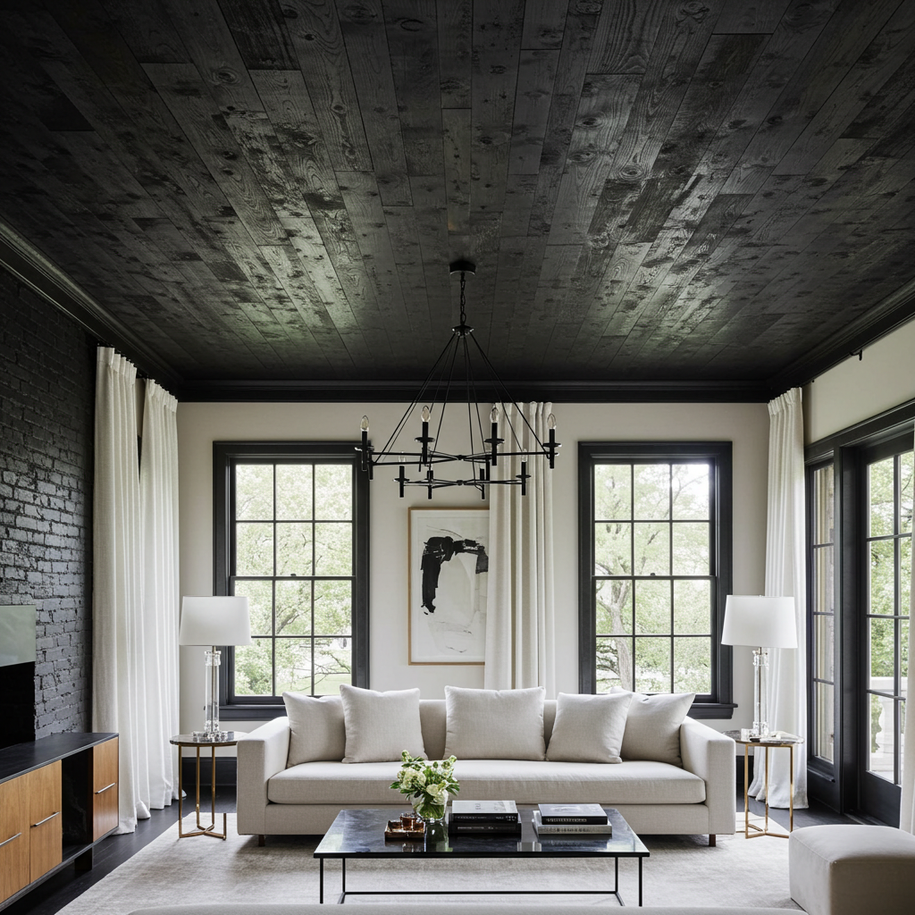 Black_Reclaimed_Hemlock_Ceiling_Paneling_Contemporary_Living_Room