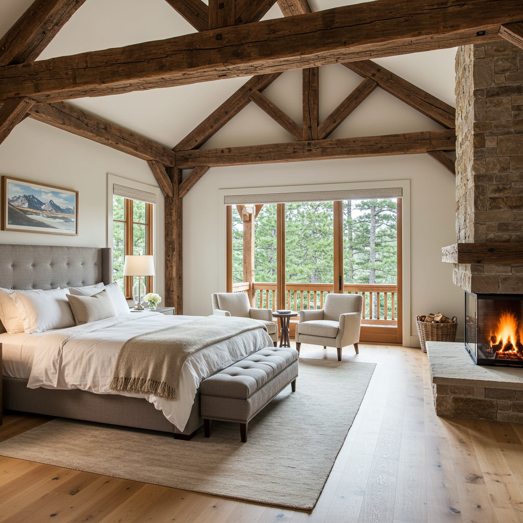 Brown_Hand_Hewn_Box_Beam_Bedroom_Fireplace