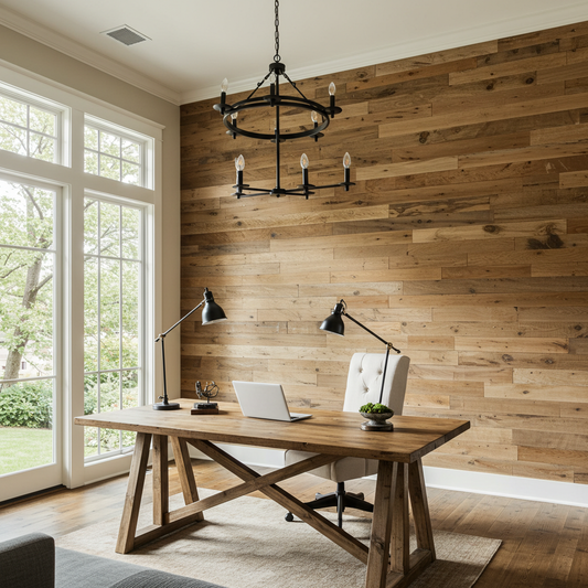 Brown_Reclaimed_Barnwood_Wall_Paneling_Trestle_Desk_Office
