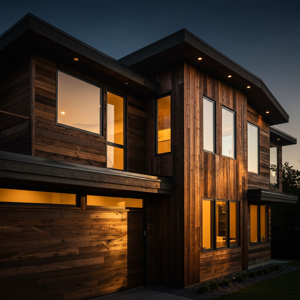 Brown_Reclaimed_Hemlock_Siding_Modern_Night