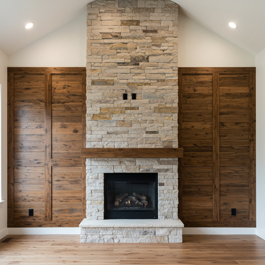 Brown_Reclaimed_Hemlock_Wall_Paneling_Stone_Fireplace