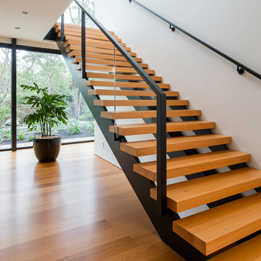 Cherry_Floating_Stair_Tread_Black_Accent