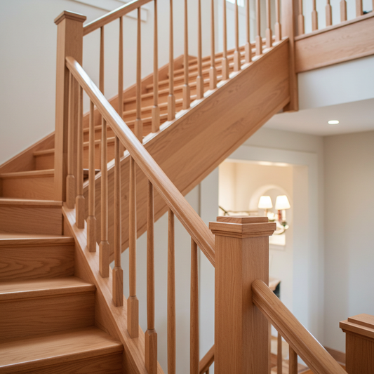 Cherry_Hand_Rail_Wide_Staircase_Close_Post