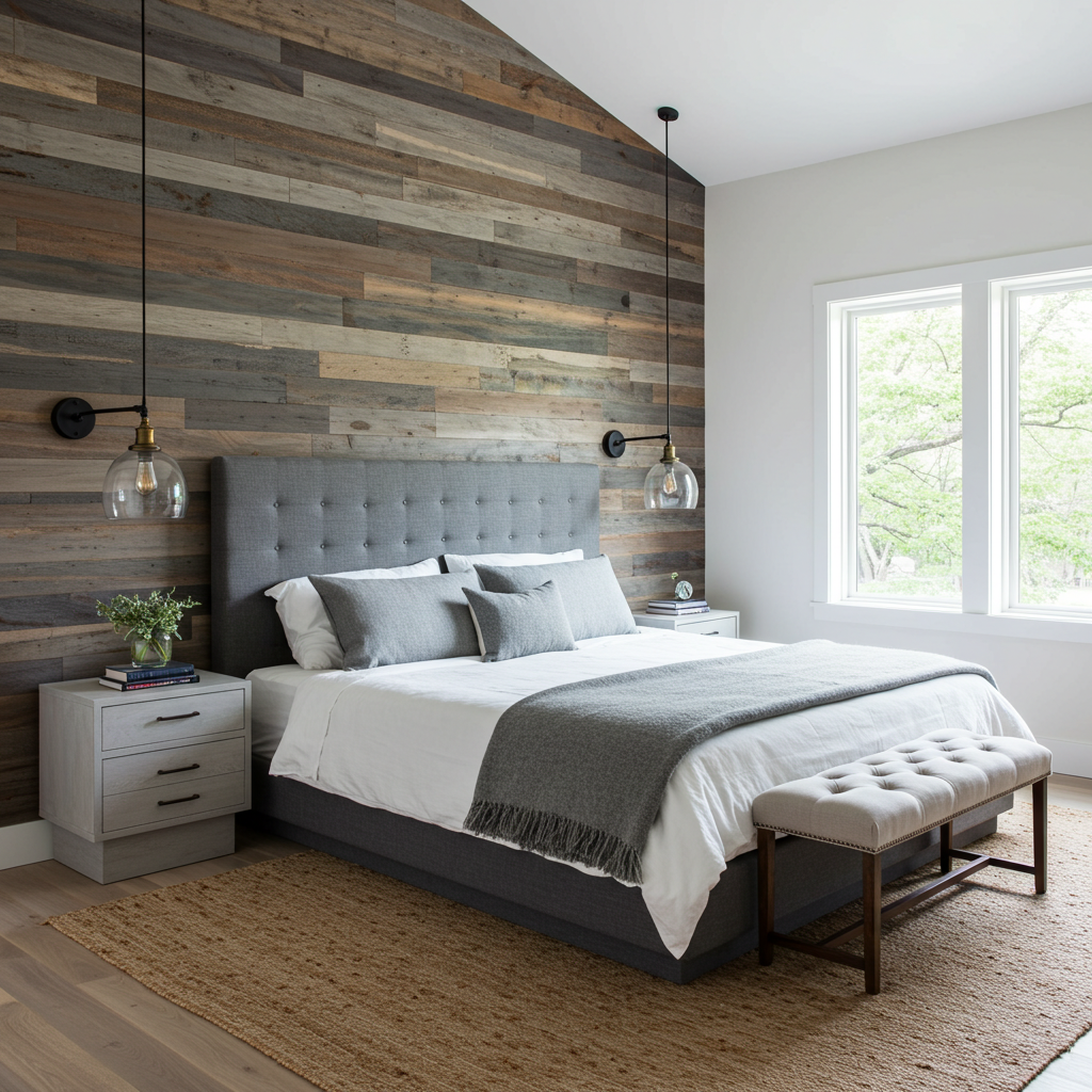 Grey_Reclaimed_Barn_Siding_Wall_Paneling_Bedroom_Accent_Wall