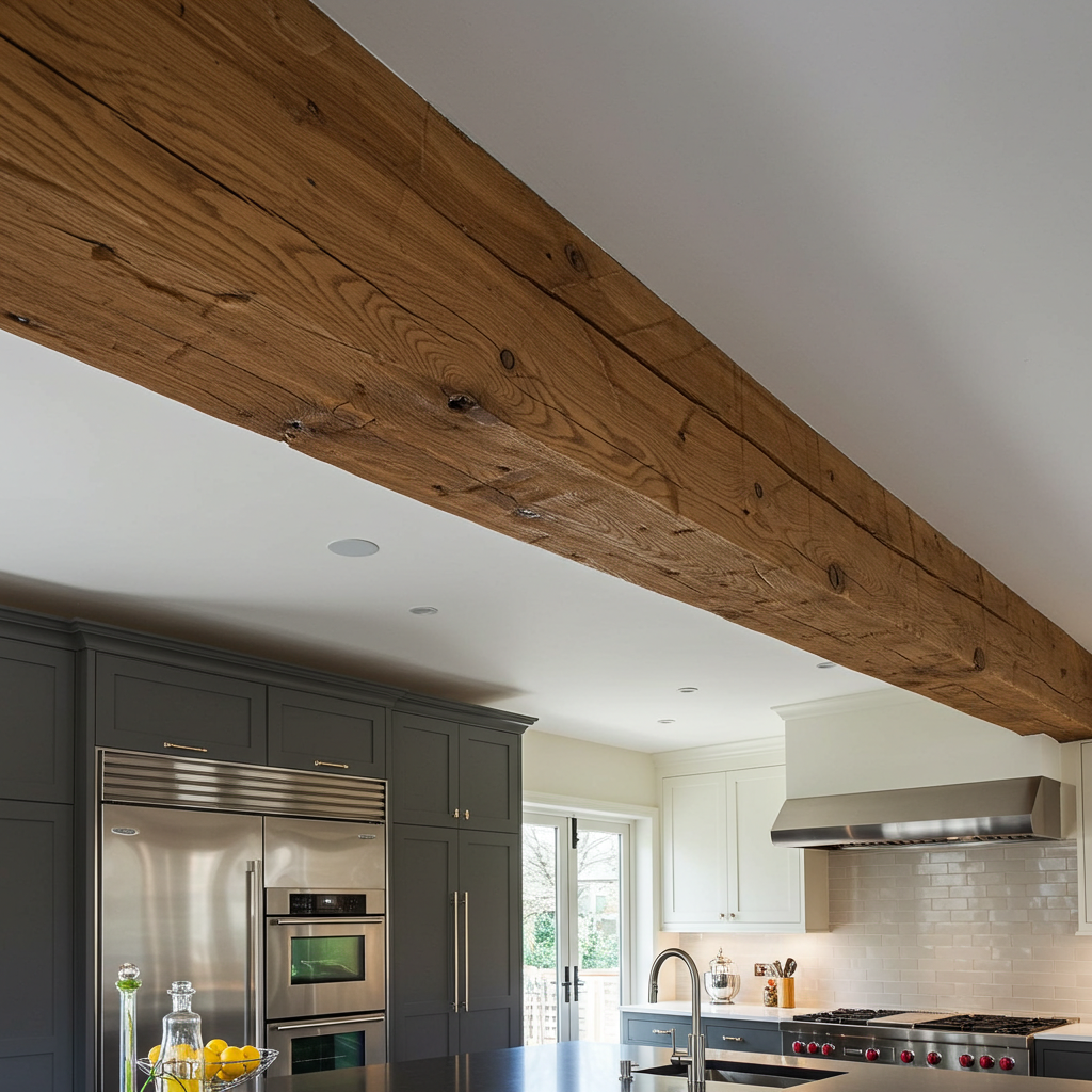 New_White_Oak_Hand-Hewn_Modern_Box_Beam_Close_Kitchen_Angle