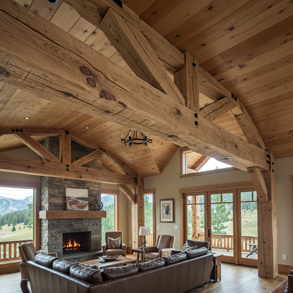 New_White_Oak_Hand-Hewn_Modern_Box_Beam_Rustic_Living_Room_Leather_Seating