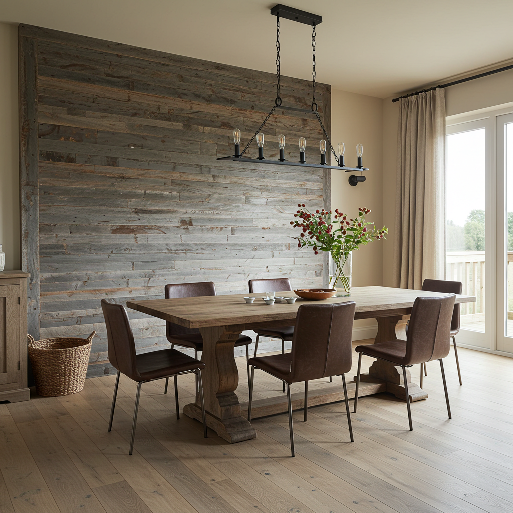 Silver_Grey_Reclaimed_Barnwood_Siding_Wall_Paneling_Accent_Wall_Trestle_Dining_Table