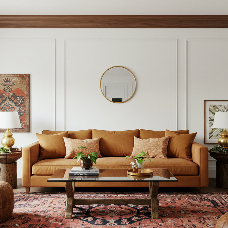 Walnut_Crown_Moulding_Leather_Couch