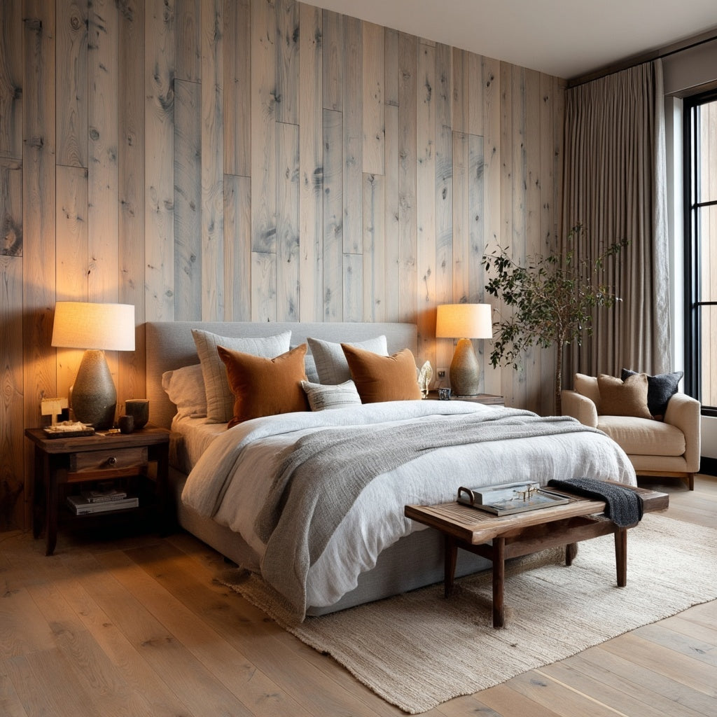 The Whitewashed Grey Weathered Softwood Wall Paneling