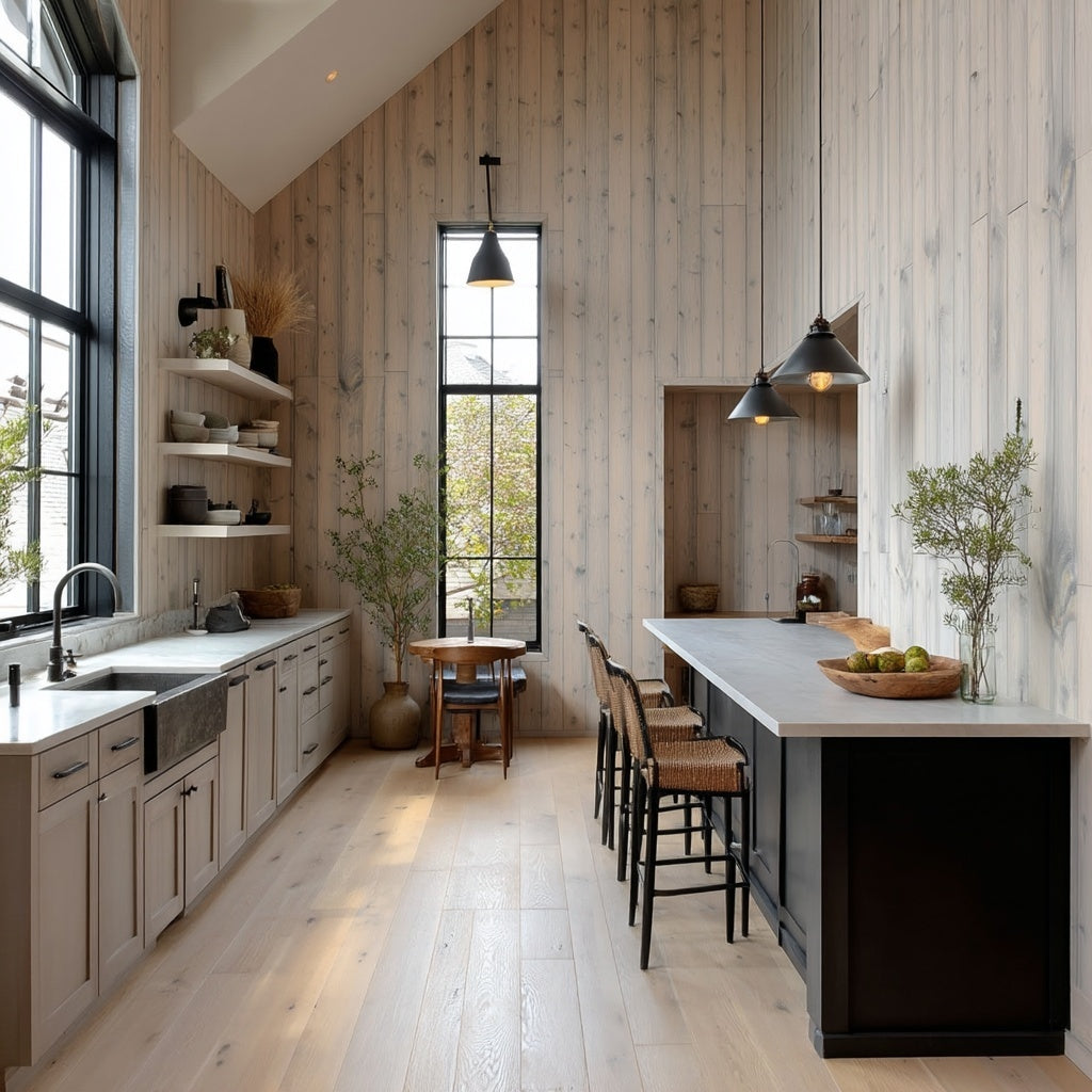 The Whitewashed Grey Weathered Softwood Wall Paneling