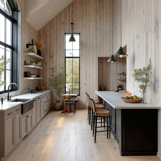 The Whitewashed Grey Weathered Softwood Wall Paneling