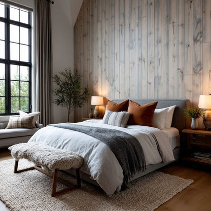 The Whitewashed Grey Weathered Softwood Wall Paneling