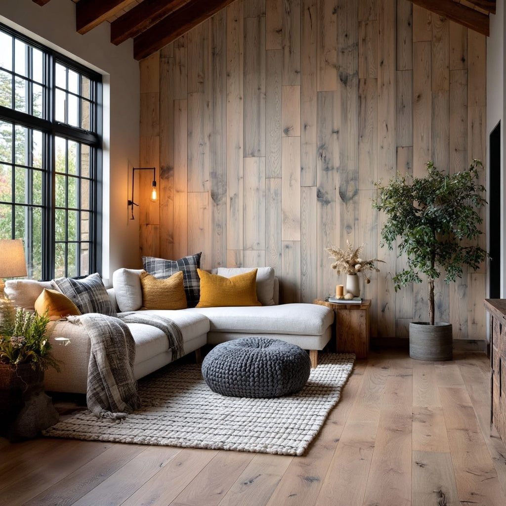 The Whitewashed Grey Weathered Softwood Wall Paneling