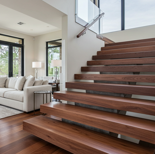 Walnut Floating Stair Tread