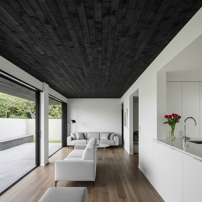 The Bradford Black Reclaimed Hemlock Ceiling Paneling