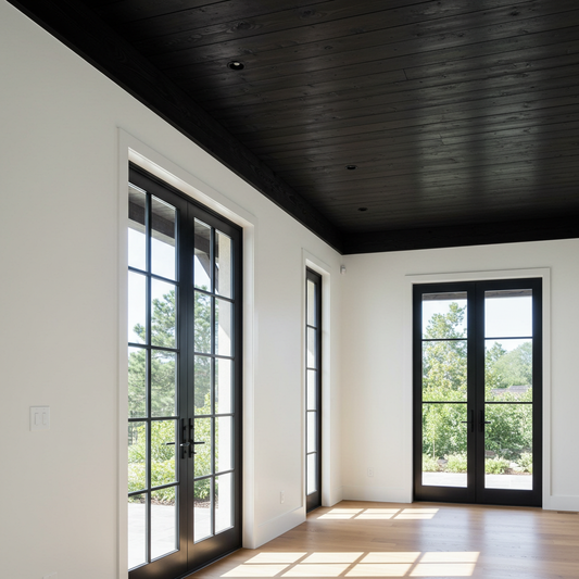 The Bradford Black Reclaimed Hemlock Ceiling Paneling